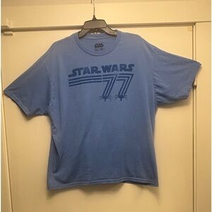 Star Wars X-Wing Pair 77 Logo Graphic T-Shirt Men's 2XL XXL Crew Neck Blue